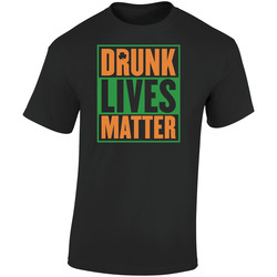 Drunk Lives Matter Funny St Patrick's Day Retro Graphic Unisex Soft Cotton Black T Shirt