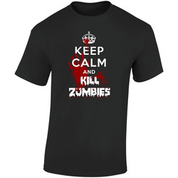 Keep Calm And Kill Zombies Retro Graphic Unisex Soft Cotton Black T Shirt