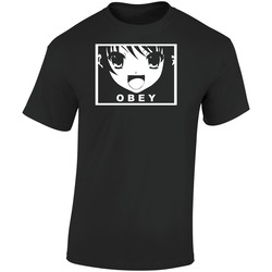 Haruhi Obey Funny Anime Retro Graphic Unisex Soft Cotton Black T Shirt