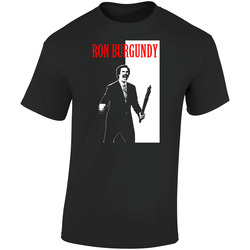 Anchorman Ron Burgundy Retro Graphic Unisex Soft Cotton Black T Shirt