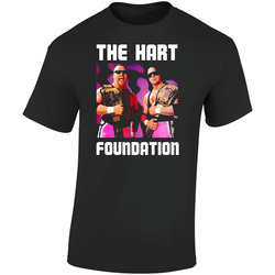 The Hart Foundation Bret Hart Jim The Anvil Retro Graphic Unisex Soft Cotton Black T Shirt