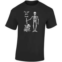Funny Skeleton I Got Your Back Retro Graphic Unisex Soft Cotton Black T Shirt