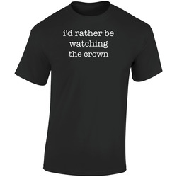 I'd Rather Be Watching The Crown Tv Show Retro Graphic Unisex Soft Cotton Black T Shirt