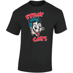 Stray Cats Retro Graphic Unisex Soft Cotton Black T Shirt
