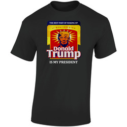 Donald Trump Is My President The Best Part Of Waking Up Retro Graphic Unisex Soft Cotton Black T Shirt
