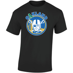 Oakland Pro Sports Teams Logo Mashup City Pride Fan Retro Graphic Unisex Soft Cotton Black T Shirt