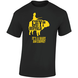 Yellowstone Guy On A Buffalo It's A Baby Awesome Retro Graphic Unisex Soft Cotton Black T Shirt
