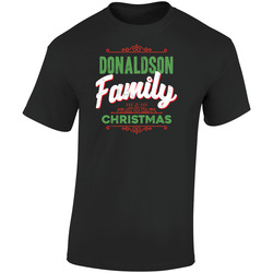 Donaldson Family Christmas Love Holidays Custom Last Name Gift Retro Graphic Unisex Soft Cotton Black T Shirt