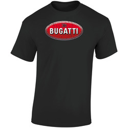 Bugatti Automobile Car Motorcycle Parts Cool Distressed Style Brand Logo Emblem Retro Graphic Unisex Soft Cotton Black T Shirt