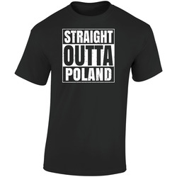 Straight Outta Poland Maine City Compton Parody Grunge Retro Graphic Unisex Soft Cotton Black T Shirt