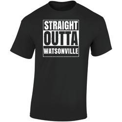 Straight Outta Watsonville California City Compton Parody Grunge Retro Graphic Unisex Soft Cotton Black T Shirt