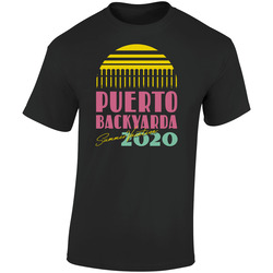 Puerto Backyarda Summer Vacation 2020 Stay Home Social Distancing Holiiday Retro Graphic Unisex Soft Cotton Black T Shirt
