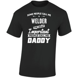 Welder Important People Call Me Daddy Father's Day Gift Retro Graphic Unisex Soft Cotton Black T Shirt