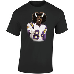 Randy Moss Horns Football Wide Receiver Sports Fan Retro Graphic Unisex Soft Cotton Black T Shirt