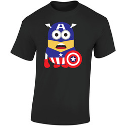 New Despicable Me 2 Cute Minion Captain America Standard Black Retro Graphic Unisex Soft Cotton Black T Shirt