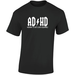 Adhd Highway To Heh Look A Squirrel Prody Ac Dc Highway To Hell Music Funny Retro Graphic Unisex Soft Cotton Black T Shirt