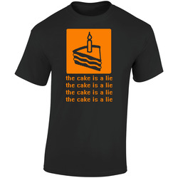 The Cake Is A Lie Portal Funny Retro Graphic Unisex Soft Cotton Black T Shirt