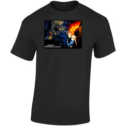 Howls Moving Castle Movie Retro Graphic Unisex Soft Cotton Black T Shirt