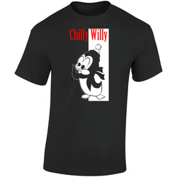 Chilly Willy Cartoon Gangster Retro Graphic Unisex Soft Cotton Black T Shirt