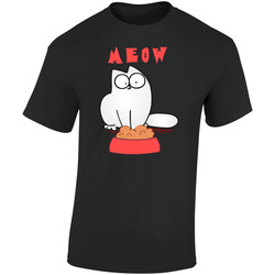Cat Mewo T Shirt Simon's Cat Hungry Feed Me Wake Up Top Meowbox Tee Retro Graphic Unisex Soft Cotton Black T Shirt