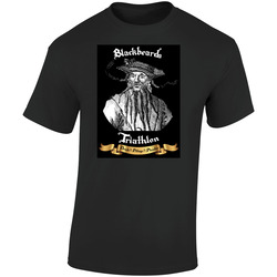 Blackbeard Triathlon - Drink-pillage-plunder Retro Graphic Unisex Soft Cotton Black T Shirt