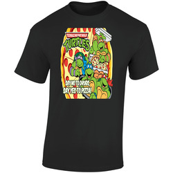 Say No To Drugs, Say Yes To Pizza - Teenage Mutant Ninja Turtles - Tmnt Drugs Vs Pizza Tee Retro Graphic Unisex Soft Cotton Black T Shirt