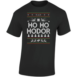 Ho Ho Hodor Shirt,game Of Thrones Shirt,ugly Christmas Shirt,gift Retro Graphic Unisex Soft Cotton Black T Shirt