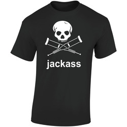 Jackass Skull And Crutches Retro Graphic Unisex Soft Cotton Black T Shirt