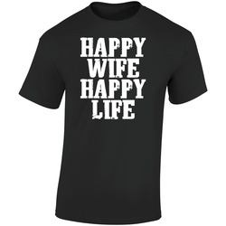 Happy Wife Retro Graphic Unisex Soft Cotton Black T Shirt