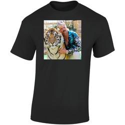 Joe Exotic With Tiger King Big Cat Netflix Series Fan Retro Graphic Unisex Soft Cotton Black T Shirt