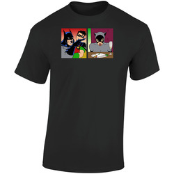 Batman Yelling At Cat Woman Funny Meme Gift Retro Graphic Unisex Soft Cotton Black T Shirt