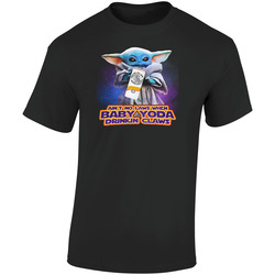 Aint No Laws When Baby Yoda Drinking Claws Retro Graphic Unisex Soft Cotton Black T Shirt