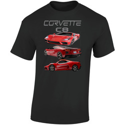 New Corvette C8 Mid Engine Chevy 2020 Model Retro Graphic Unisex Soft Cotton Black T Shirt