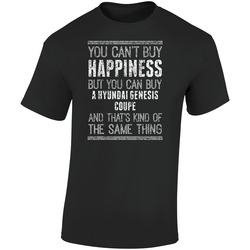 You Can't Buy Happiness Hyundai Genesis Coupe Car Lover Worn Look Retro Graphic Unisex Soft Cotton Black T Shirt