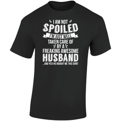 I'm Not Spoiled Just Well Taken Care Of By My Husband Wife Gift Retro Graphic Unisex Soft Cotton Black T Shirt