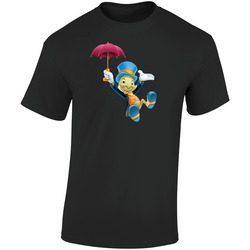 Jiminy Cricket Pinochio Cartoon  Characters Retro Graphic Unisex Soft Cotton Black T Shirt
