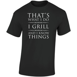 I Grill And I Know Things T-shirt Funny Bbq Tee Shirt Gift Picnic Bbq Grill  Retro Graphic Unisex Soft Cotton Black T Shirt