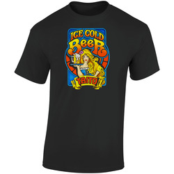 Ice Cold Beer, T-shirt, Video Game, Arcade, Taito, Barmaid Retro Graphic Unisex Soft Cotton Black T Shirt