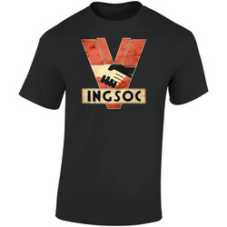 Orwell 1984 Ingsoc Party Retro Graphic Unisex Soft Cotton Black T Shirt