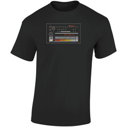 Roland TR-808, Drum Machine, T-Shirt, Music Production, House, Techno Retro Graphic Unisex Soft Cotton Black T Shirt