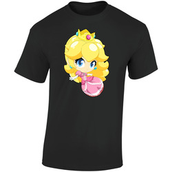 Super Smash Bros. - Super Mario Bros. - Peach - Cute Black Retro Graphic Unisex Soft Cotton Black T Shirt