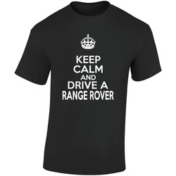 Keep Calm And Driver A Range Rover Black Unisex Cotton Retro Graphic Unisex Soft Cotton Black T Shirt