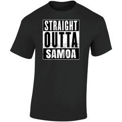Straight Outta Samoa Country Movie Cool Parody Retro Graphic Unisex Soft Cotton Black T Shirt