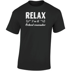 School Counselor Relax Fun Retro Graphic Unisex Soft Cotton Black T Shirt
