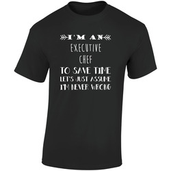 Executive Chef To Save Time Occupation Retro Graphic Unisex Soft Cotton Black T Shirt