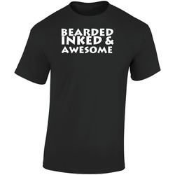 Funny Bearded Inked And Awesome Tattoo Retro Graphic Unisex Soft Cotton Black T Shirt