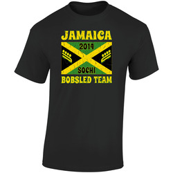 Black Sochi Olympics Jamaica Flag Bobsled Team Retro Graphic Unisex Soft Cotton Black T Shirt