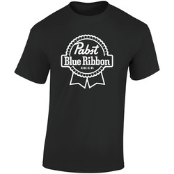 New Pabst Blue Ribbon Beer Logo Black Standard Retro Graphic Unisex Soft Cotton Black T Shirt