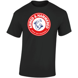 Armed And Hammered Funny Black Retro Graphic Unisex Soft Cotton Black T Shirt