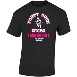 Party Rock Gym I Work Out Retro Graphic Unisex Soft Cotton Black T Shirt